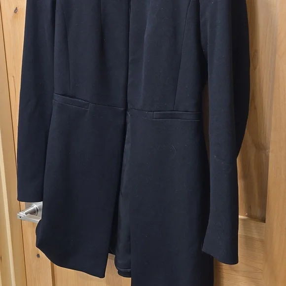 Long Black Blazer Inverted Lapel Frock Coat Sz S  NWOT - Picture 14 of 14
